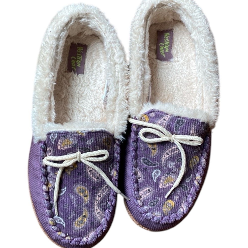 NWOT Western Chief corduroy slippers, size 8, purple